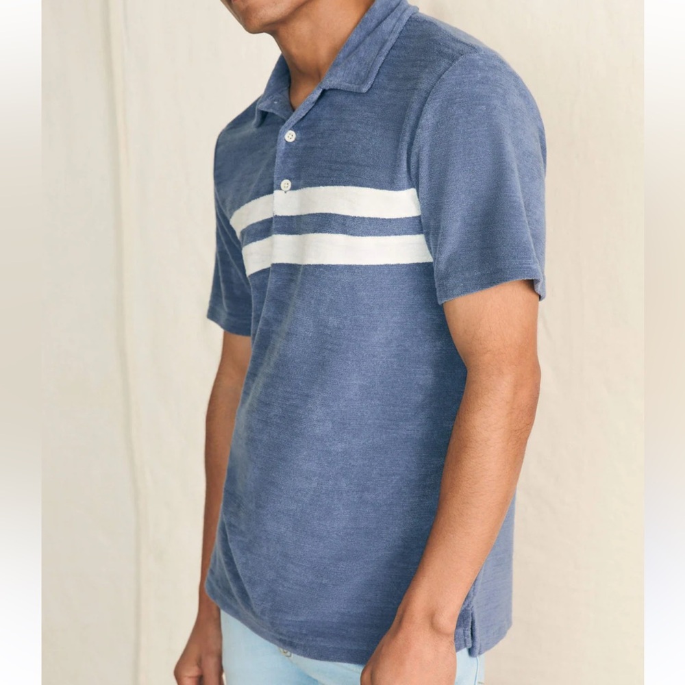 Faherty Blue and White Polo Shirt